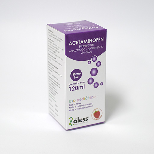 Acetaminofen 180mg / 5ml Jarabe pediátrico 120ml